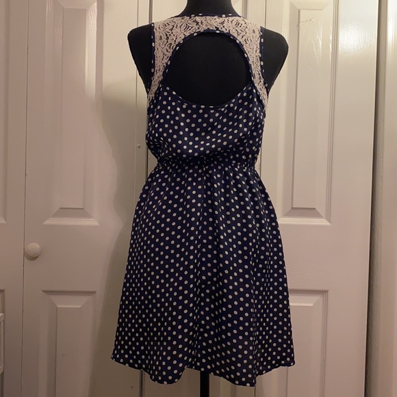 Papaya | women’s dress | polka dot | blue-white | small - Picture 4 of 6